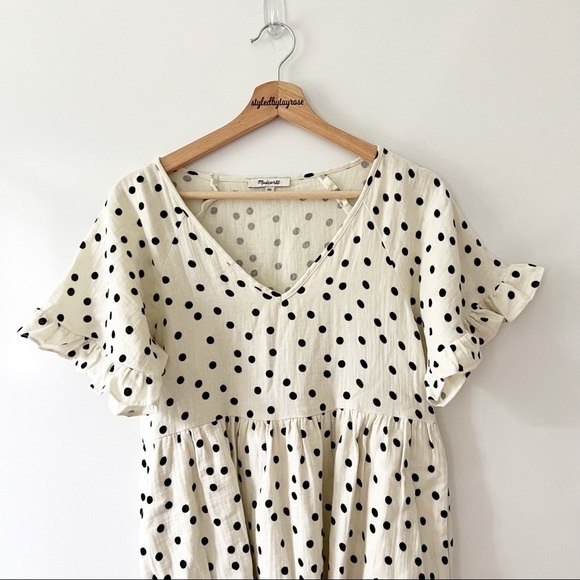 Madewell Lightspun Ruffle-Sleeve Babydoll Dress in Dot Toss - Picture 9 of 16